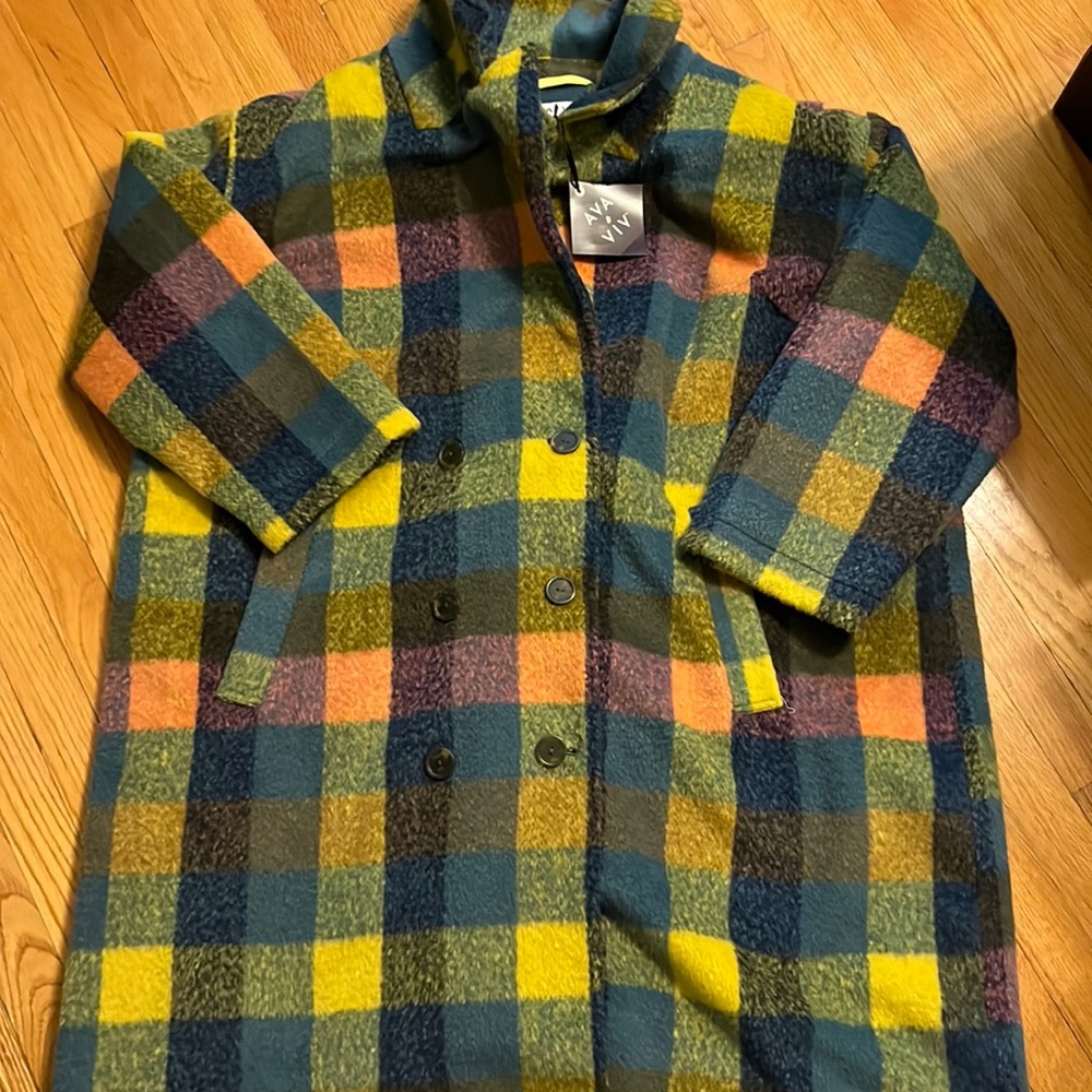 Women’s plus size double breasted overcoat - Ava & Viv plaid 3X